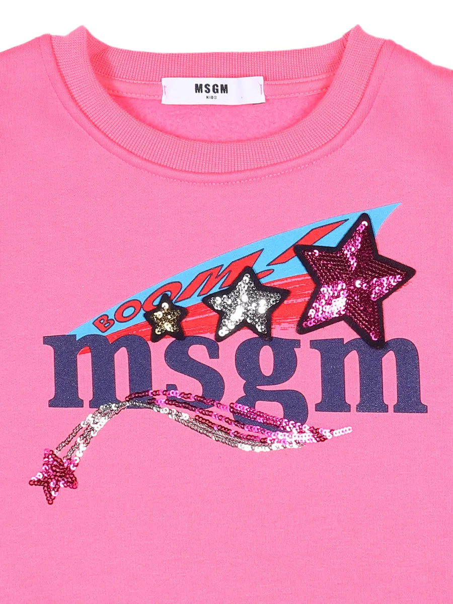 MSGM Kids Logo Print Crewneck Sweatshirt