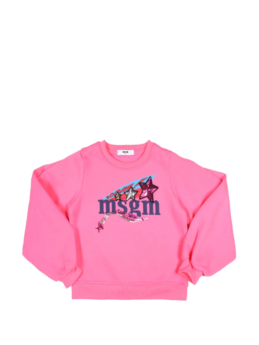 MSGM Kids Logo Print Crewneck Sweatshirt