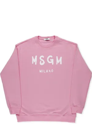 MSGM Kids Logo Print Crewneck Sweatshirt