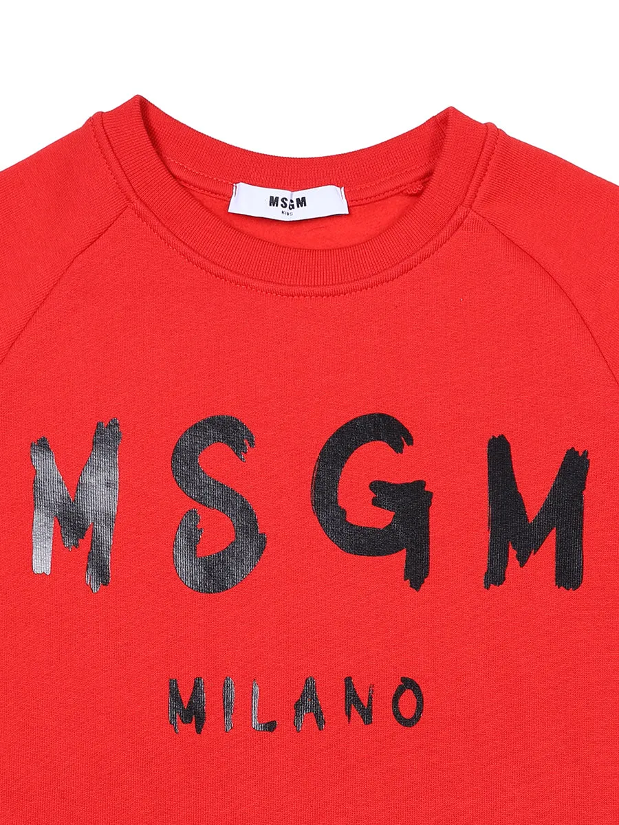 MSGM Kids Logo Print Crewneck Sweatshirt