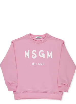 MSGM Kids Logo Print Crewneck Sweatshirt
