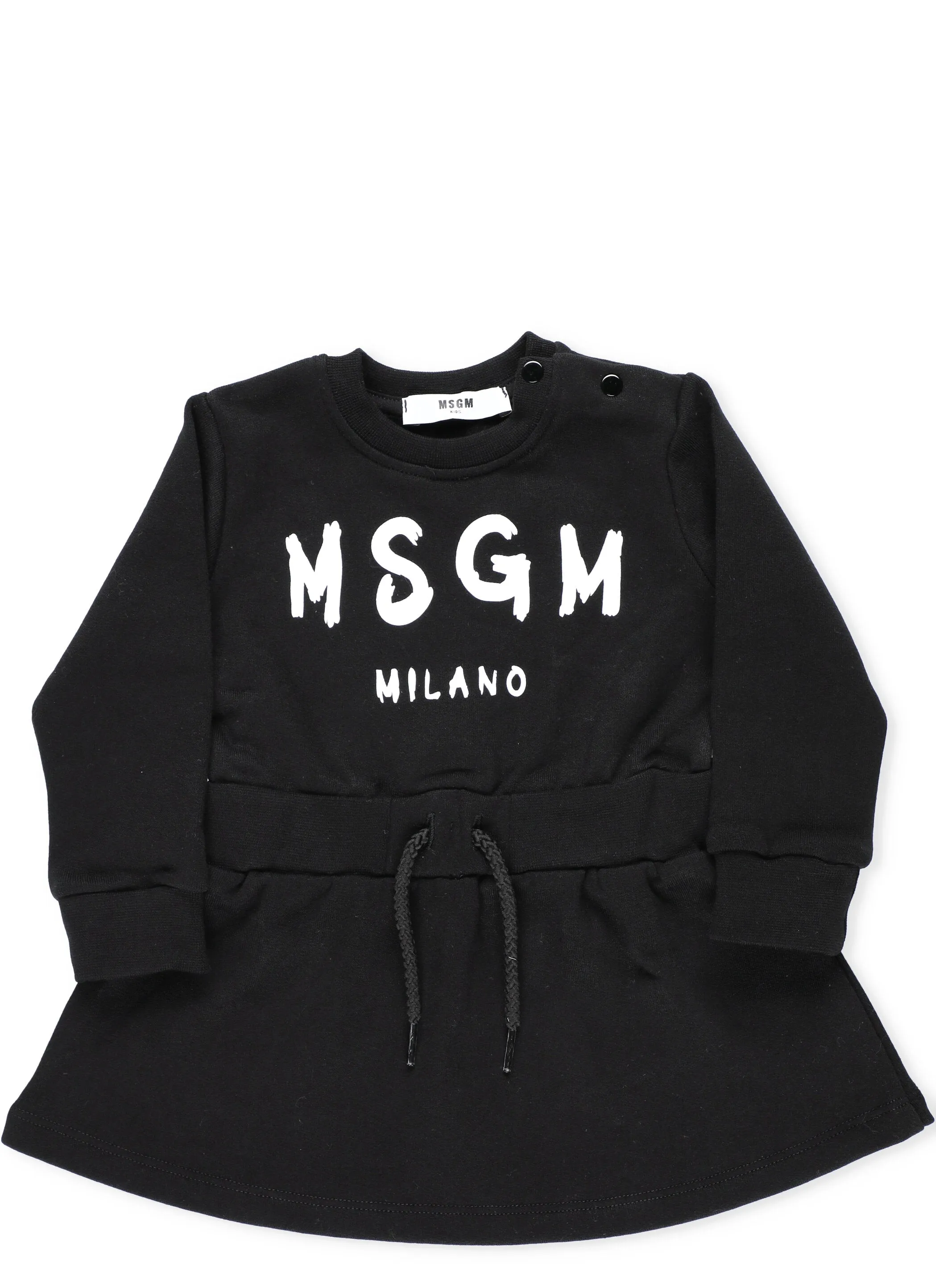 MSGM Kids Logo Print Drawstring Waist Dress