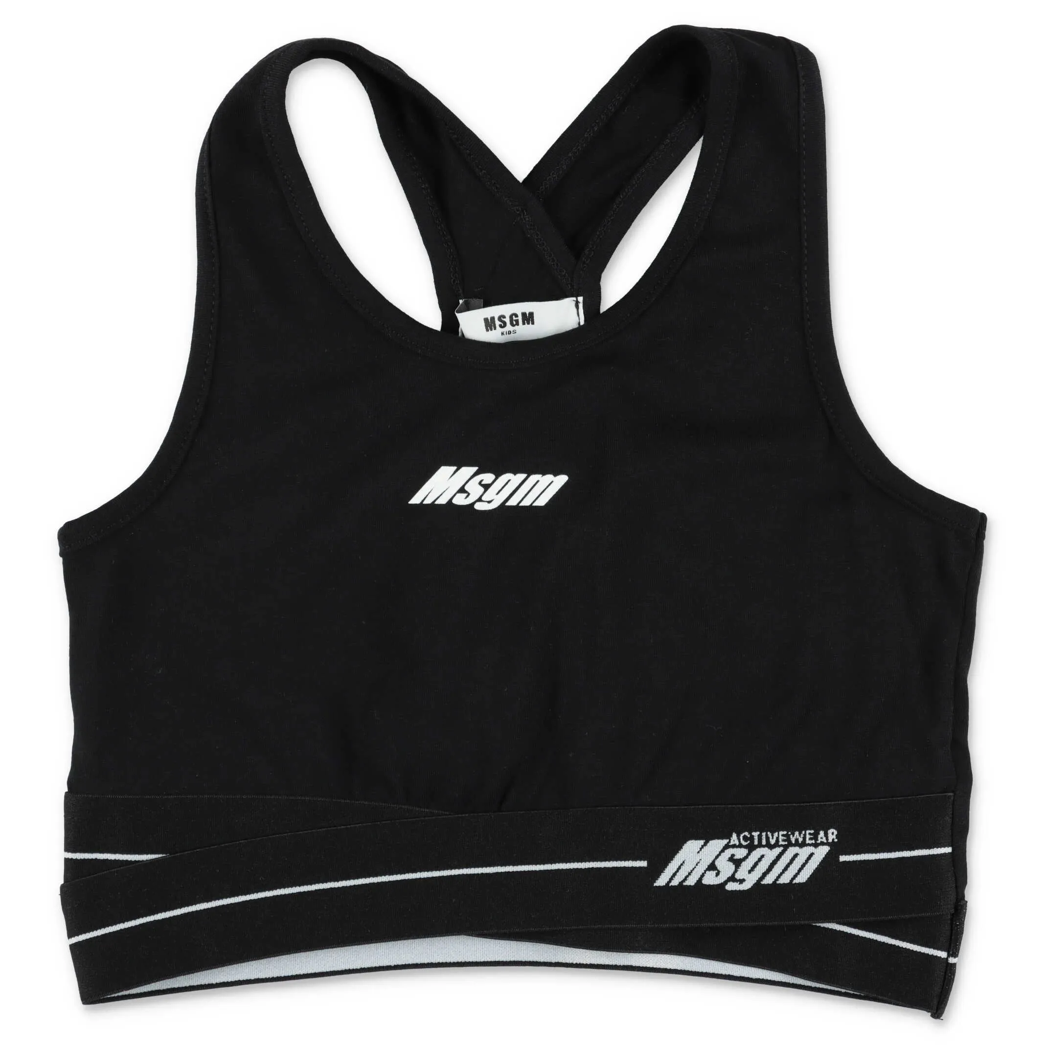MSGM Kids Logo Print Sports Bra