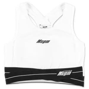 MSGM Kids Logo Print Sports Bra