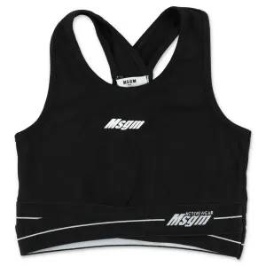MSGM Kids Logo Print Sports Bra