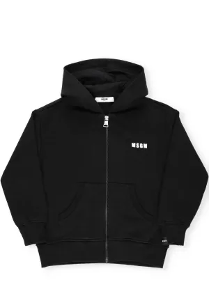 MSGM Kids Logo Print Zipped Hoodie