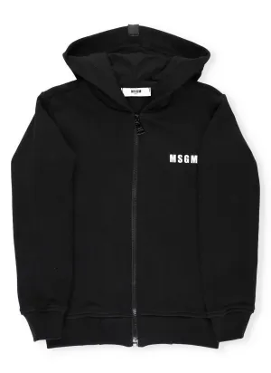 MSGM Kids Logo Printed Hooded Jacket