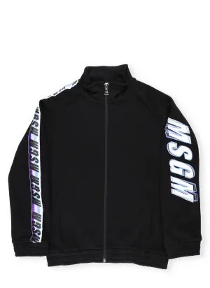 MSGM Kids Logo Printed Zipped Jacket