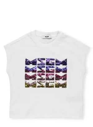 MSGM Kids Logo Sequined T-Shirt
