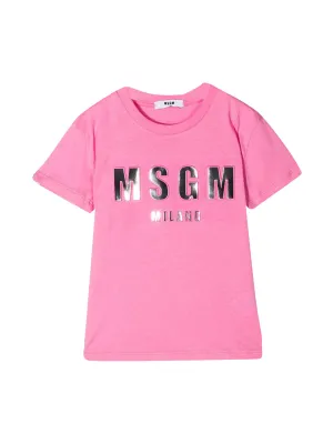 MSGM Kids Metallic Logo Effect T-Shirt