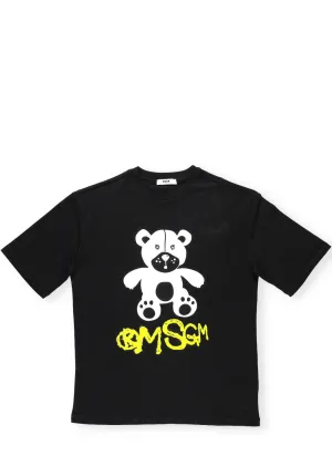 MSGM Kids Teddy Print Crewneck T-Shirt