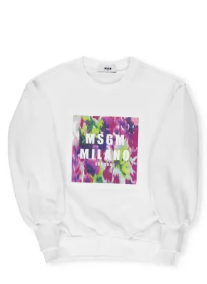 MSGM Kids Tie Dye Logo Printed Sweatshirt