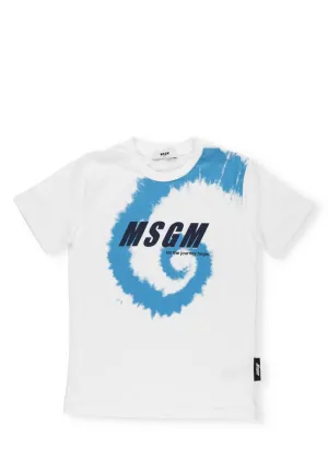 MSGM Kids Tie Dye Logo Printed T-Shirt