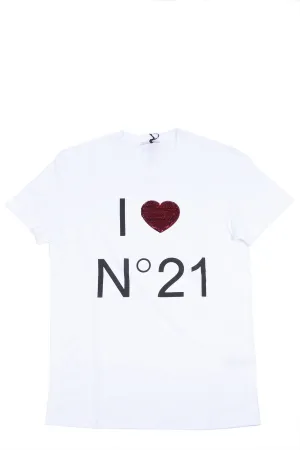 N21 Kids Sequined Heart Crewneck T-Shirt