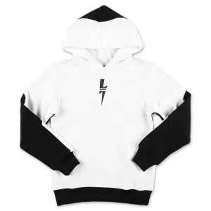 Neil Barrett Kids Thunderbolt Printed Two-Tone Hoodie