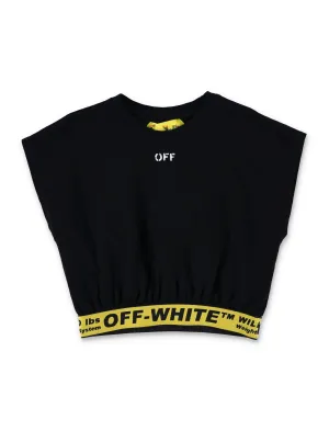 Off-White Kids Industrial Logo Embroidered Cropped Top