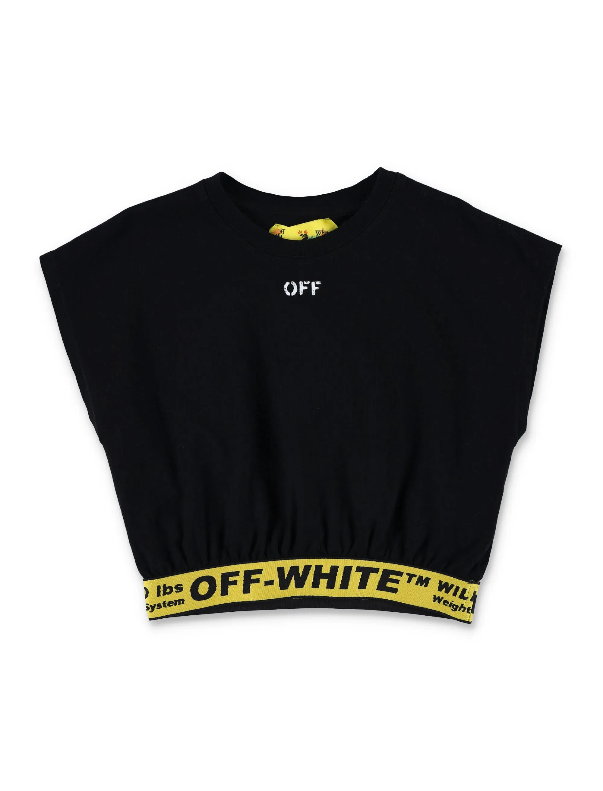 Off-White Kids Industrial Logo Embroidered Cropped Top