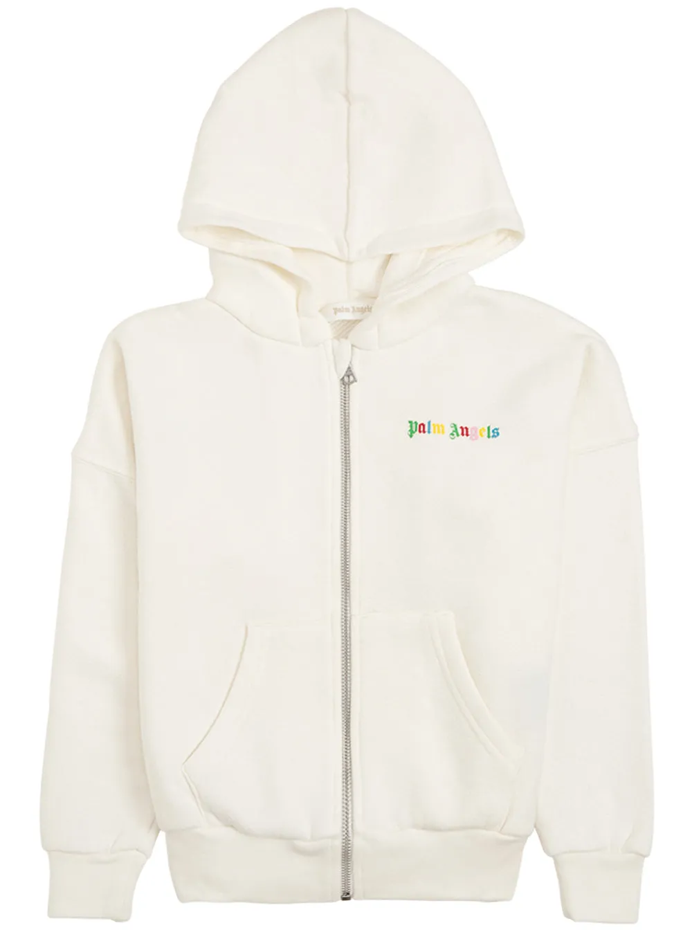 Palm Angels Kids Logo Print Zipped Hoodie