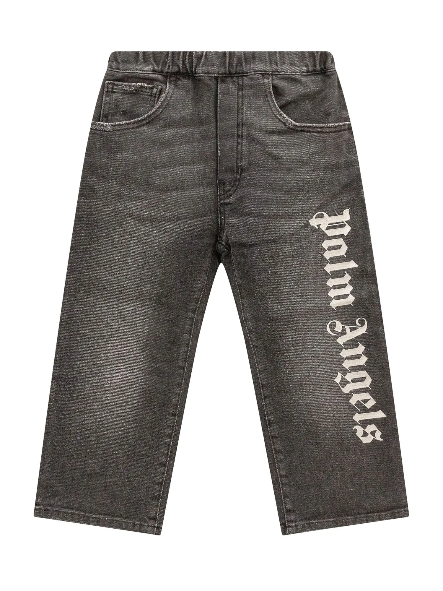 Palm Angels Kids Logo Printed Wide-Leg Jeans