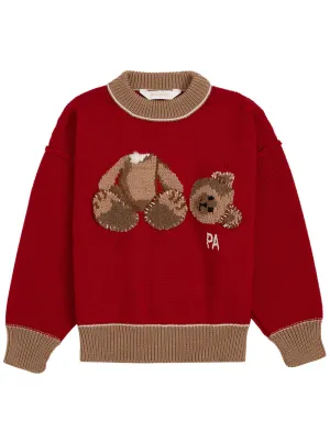 Palm Angels Kids Teddy Bear Intarsia Jumper