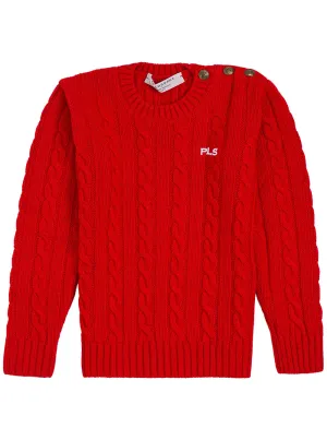 Philosophy Di Lorenzo Serafini Kids Logo Embroidered Cable Knit Jumper