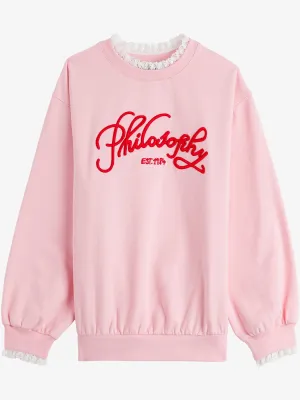 Philosophy Di Lorenzo Serafini Kids Logo Embroidered Ruffle Trim Sweatshirt