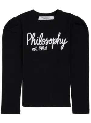 Philosophy Di Lorenzo Serafini Kids Logo Printed Puff Sleeve Sweatshirt
