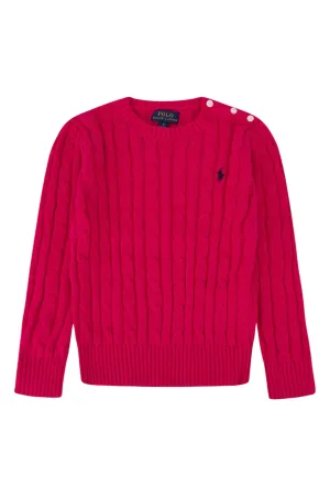 Ralph Lauren Kids Buttoned Cable Knit Jumper