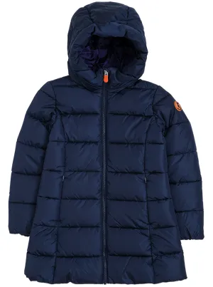 Save The Duck Kids Logo Patch Hooded Puffer Coat