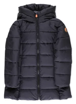 Save The Duck Kids Logo Patch Hooded Puffer Coat