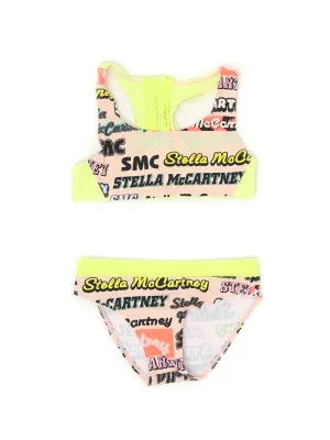 Stella McCartney Kids Allover Logo Print Two-Piece Swimsuit