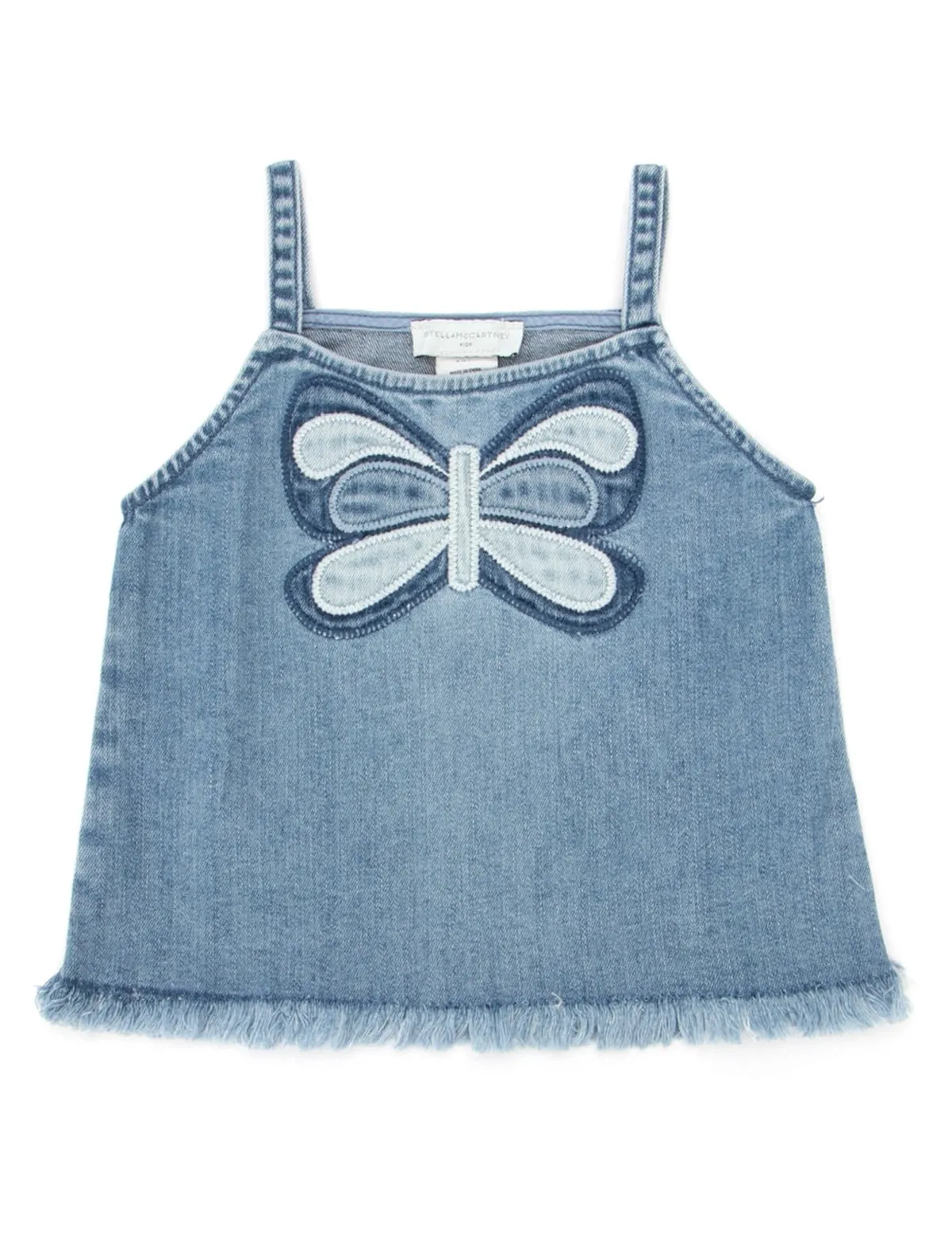 Stella McCartney Kids Butterfly Embroidered Denim Tank Top