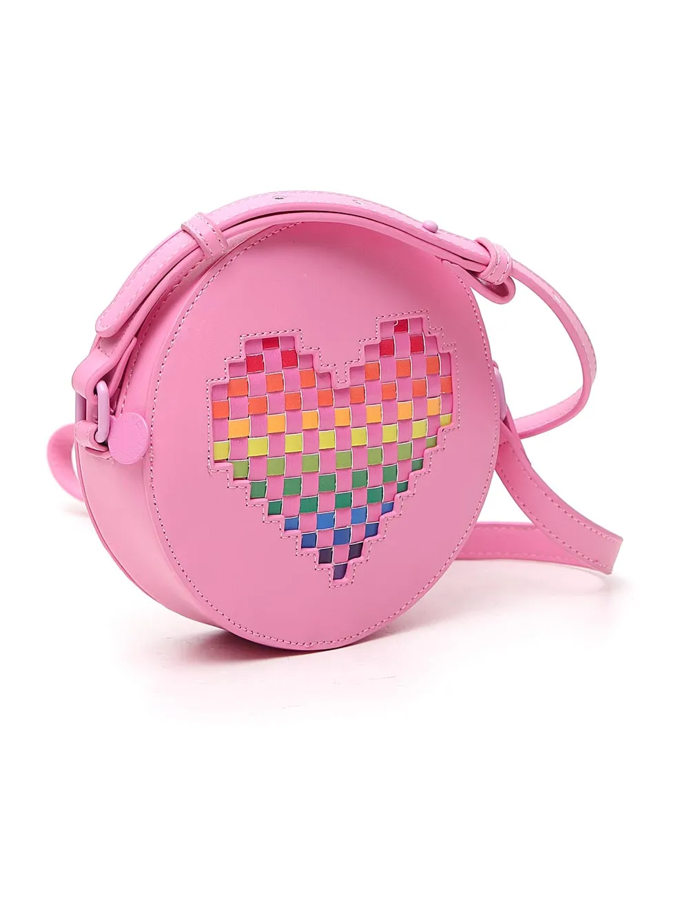 Stella McCartney Kids Checked Heart Round Shoulder Bag