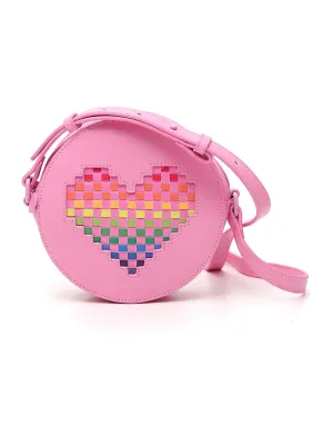 Stella McCartney Kids Checked Heart Round Shoulder Bag