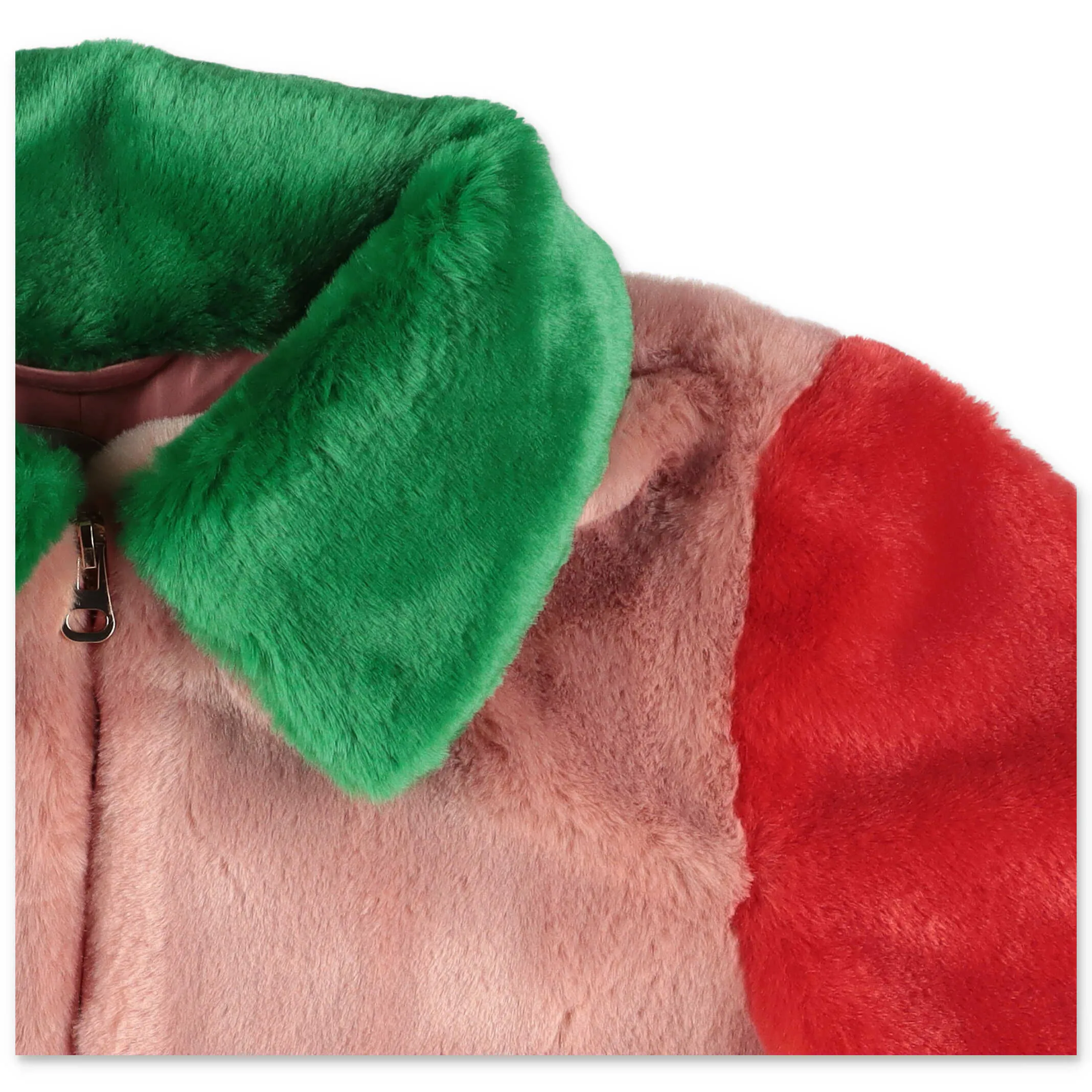 Stella McCartney Kids Faux Fur Colour Block Coat