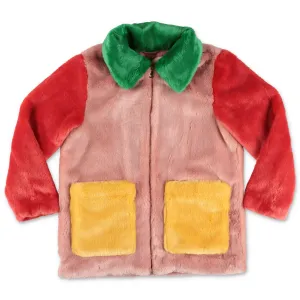 Stella McCartney Kids Faux Fur Colour Block Coat