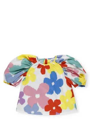 Stella McCartney Kids Floral Printed Puff Sleeve Blouse