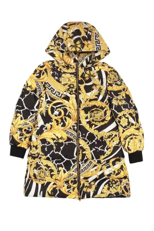 Versace Kids Barocco Printed Hooded Down Jacket