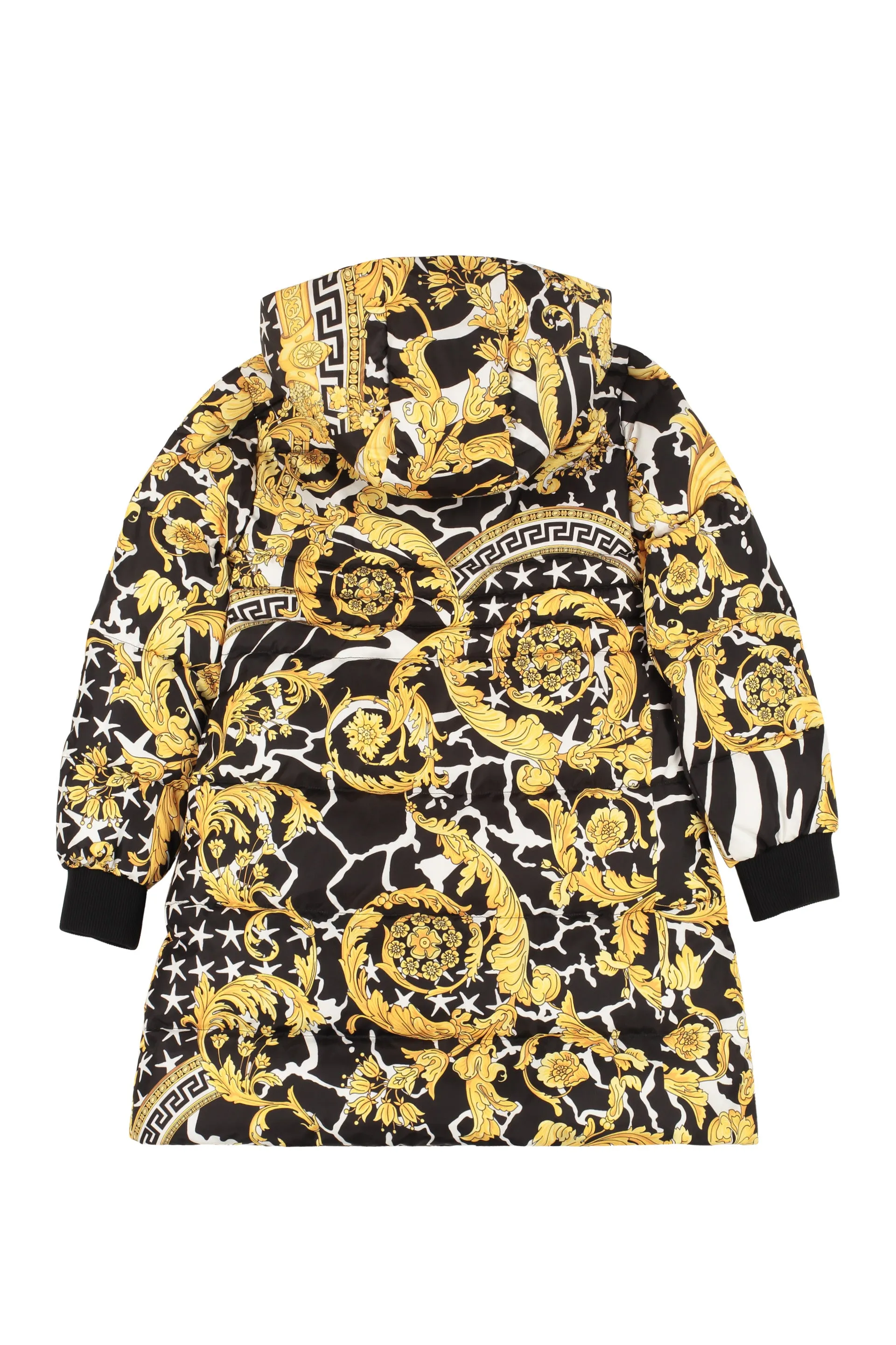 Versace Kids Barocco Printed Hooded Down Jacket