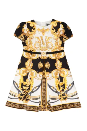 Versace Kids Baroque Print Pleated Dress