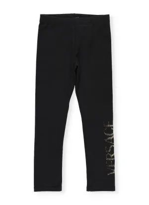 Versace Kids Crystal Embellished Logo Leggings
