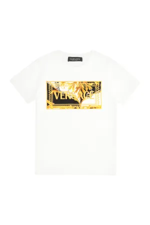 Versace Kids Logo Embroidered Crewneck T-Shirt