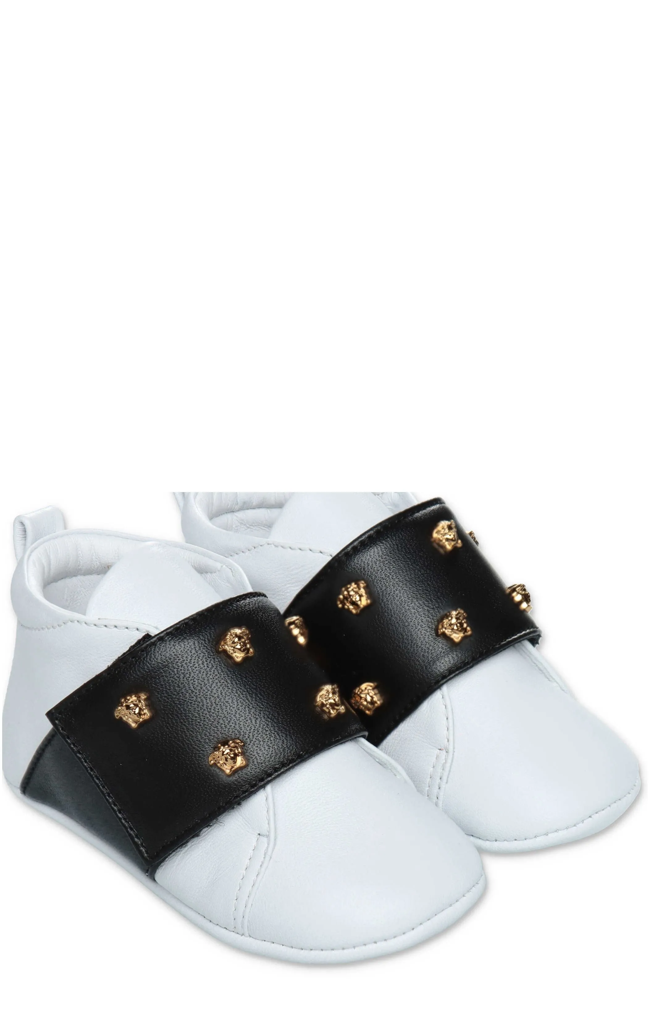 Versace Kids Medusa Embellished Crib Shoes