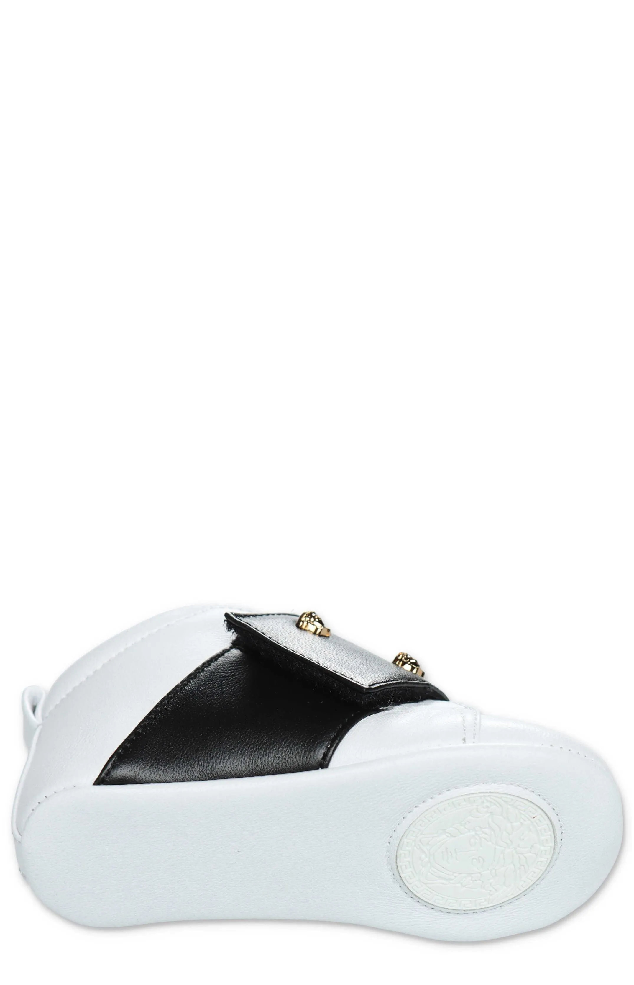 Versace Kids Medusa Embellished Crib Shoes