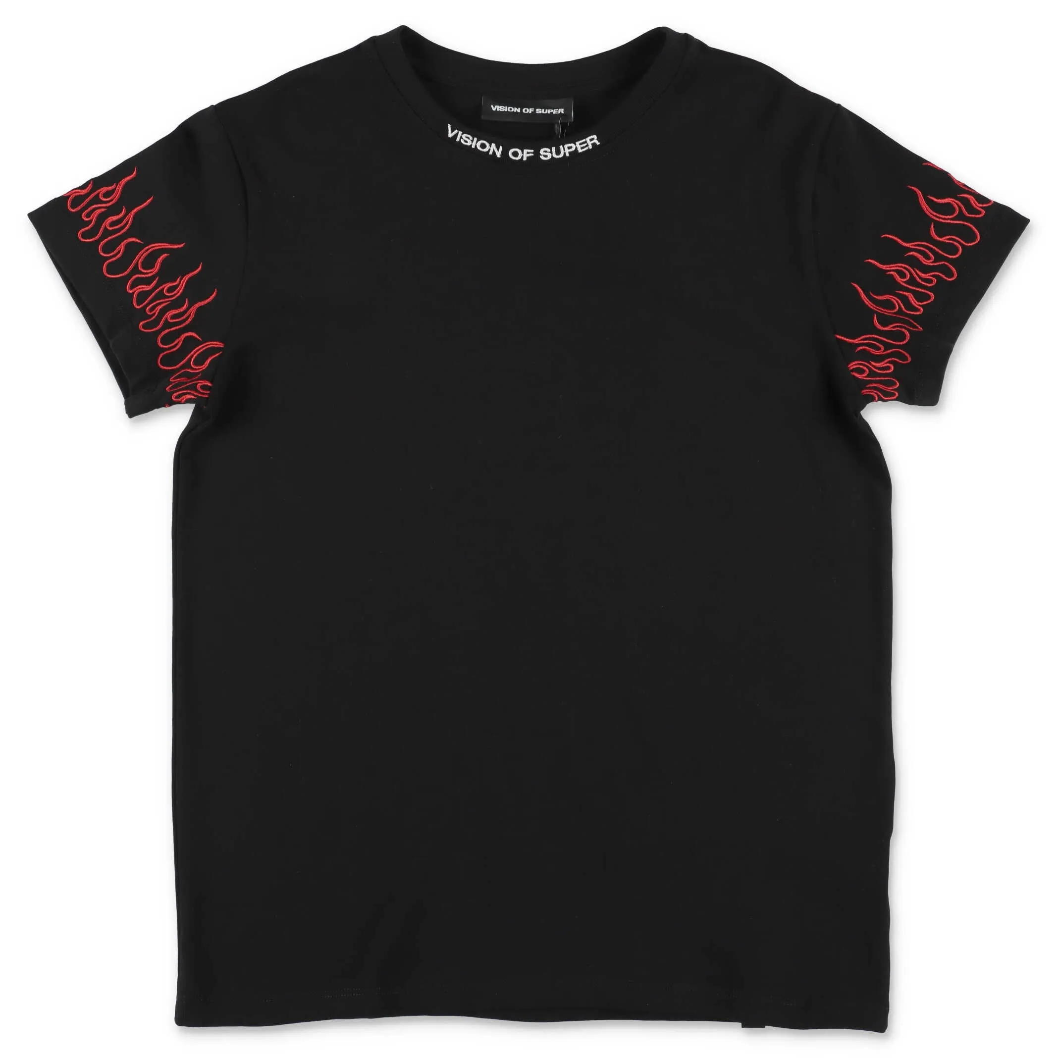 Vision Of Super Kids Flame Embroidered T-Shirt
