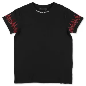 Vision Of Super Kids Flame Embroidered T-Shirt