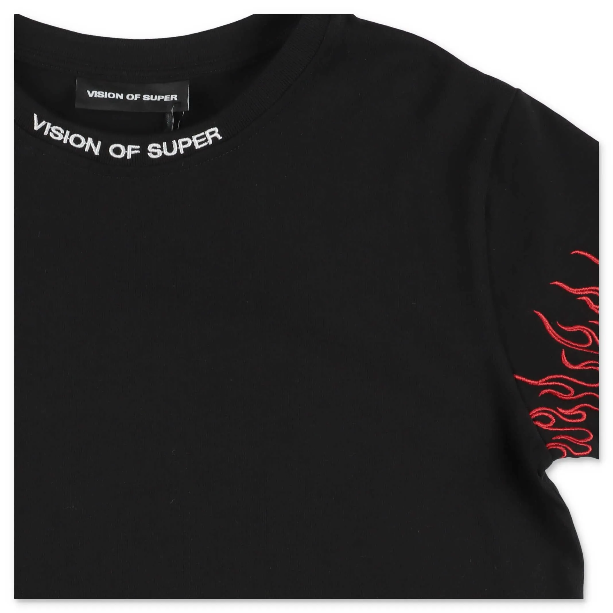 Vision Of Super Kids Flame Embroidered T-Shirt